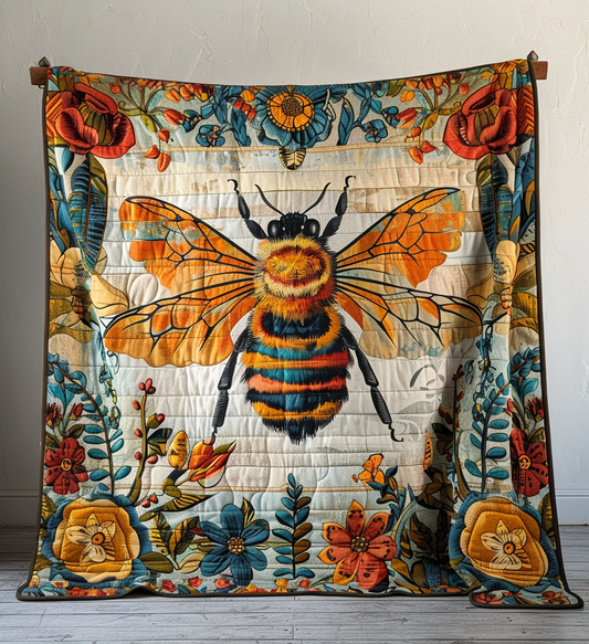 Wildflower Bee Quilted Blanket NCU0PD010