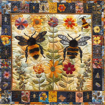 Floral Bee Artistry Quilted Blanket NCU0PD012