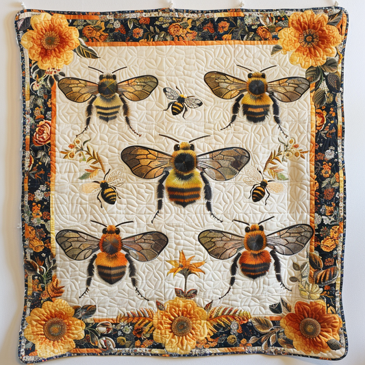 Pollinator's Paradise Bee Quilted Blanket NCU0PD009