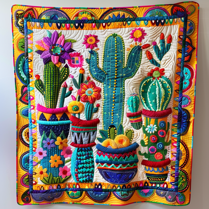 Saguaro Splendor Cactus Quilted Blanket NCU0PD161