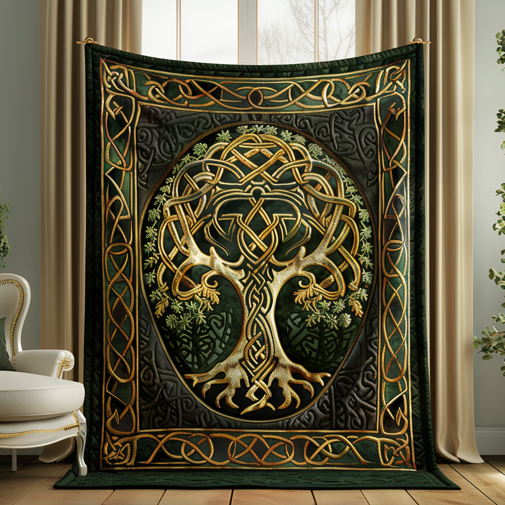 Artisan Celtic Tree Of Life Quilted Blanket NCU0PD030