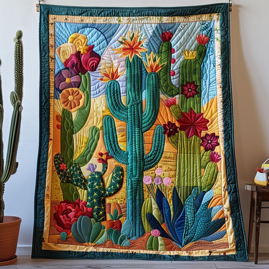 Lush Cacti Fantasy Quilted Blanket NCU0PD019