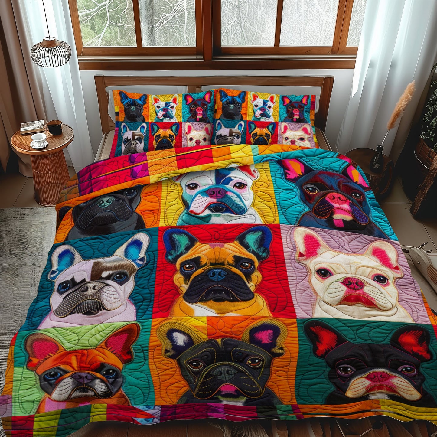 French Bulldog Fanatic 3-Piece Quilted Bedding Set NCU0PD083