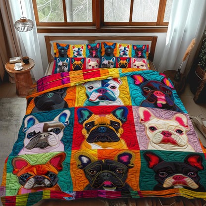 French Bulldog Fanatic 3-Piece Quilted Bedding Set NCU0PD083