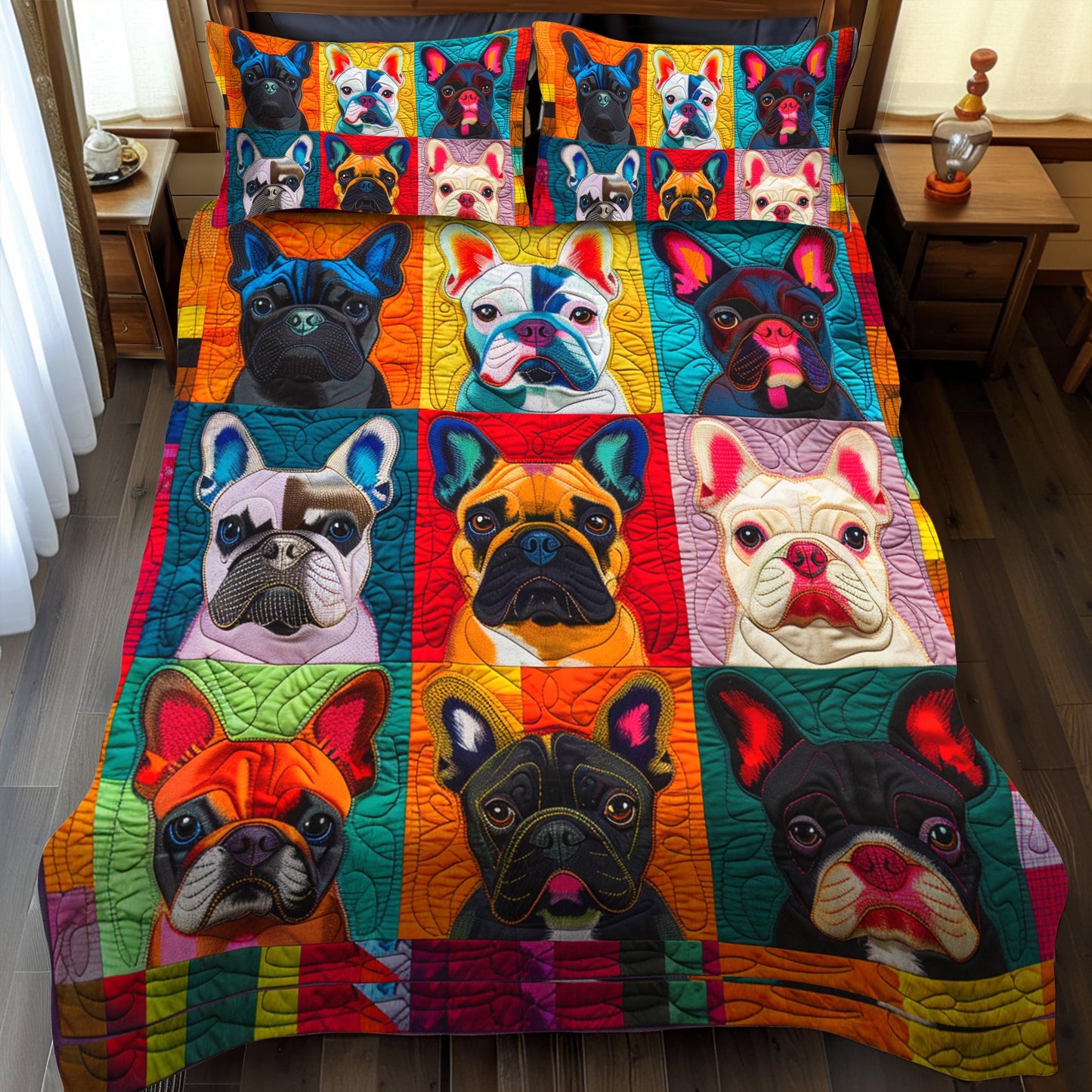 French Bulldog Fanatic 3-Piece Quilted Bedding Set NCU0PD083