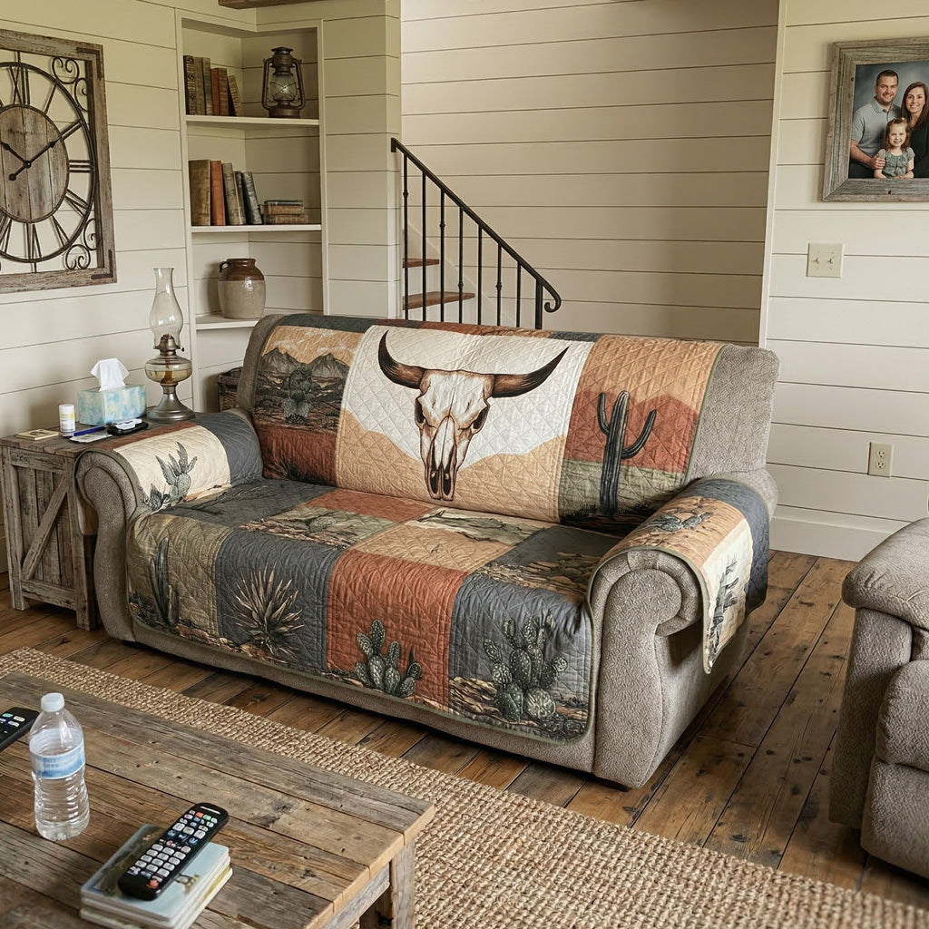 Dustland Western Longhorn Quilted Sofa Cover NCU0LDH047