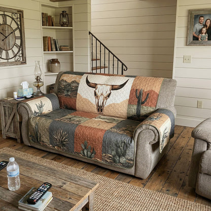 Dustland Western Longhorn Quilted Sofa Cover NCU0LDH047