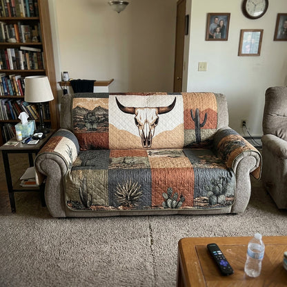 Dustland Western Longhorn Quilted Sofa Cover NCU0LDH047