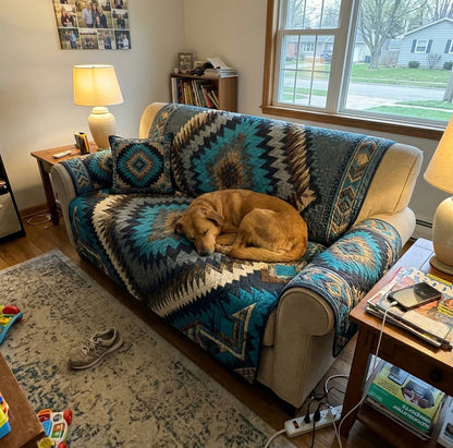 Turquoise Mesa Quilted Sofa Cover NCU0LDH295