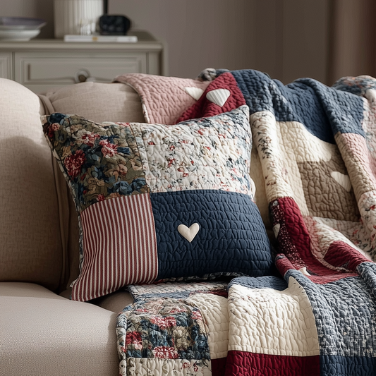 Vintage Cottage Heart Quilted Pillow Case NCU0LDH260