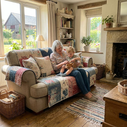 Vintage Blossom Heart Quilted Sofa Cover NCU0LDH118