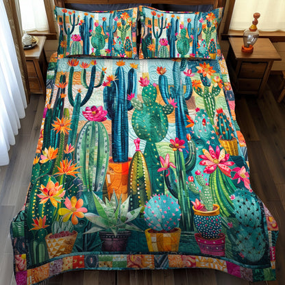 Succulent Cactus Garden 3-Piece Quilted Bedding Set NCU0PD056