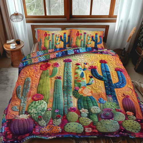 Flora Cactus 3-Piece Quilted Bedding Set NCU0PD058