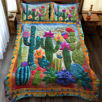 Lively Cactus Garden 3-Piece Quilted Bedding Set NCU0PD049