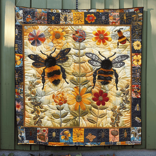 Floral Bee Artistry Quilted Blanket NCU0PD012