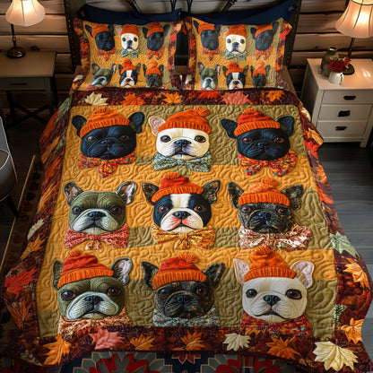 Charming French Bulldog 3-Piece Quilted Bedding Set NCU0PD381