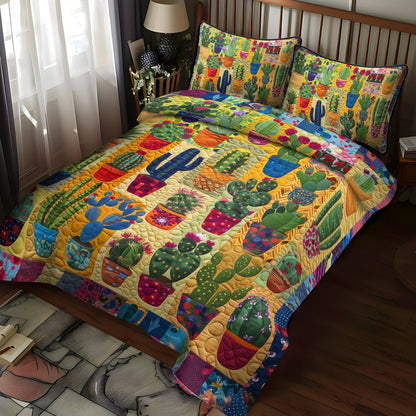 Desert Bloom Cactus 3-Piece Quilted Bedding Set NCU0PD060