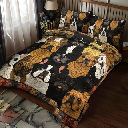 French Bulldog Patchwork 3-Piece Quilted Bedding Set NCU0PD377