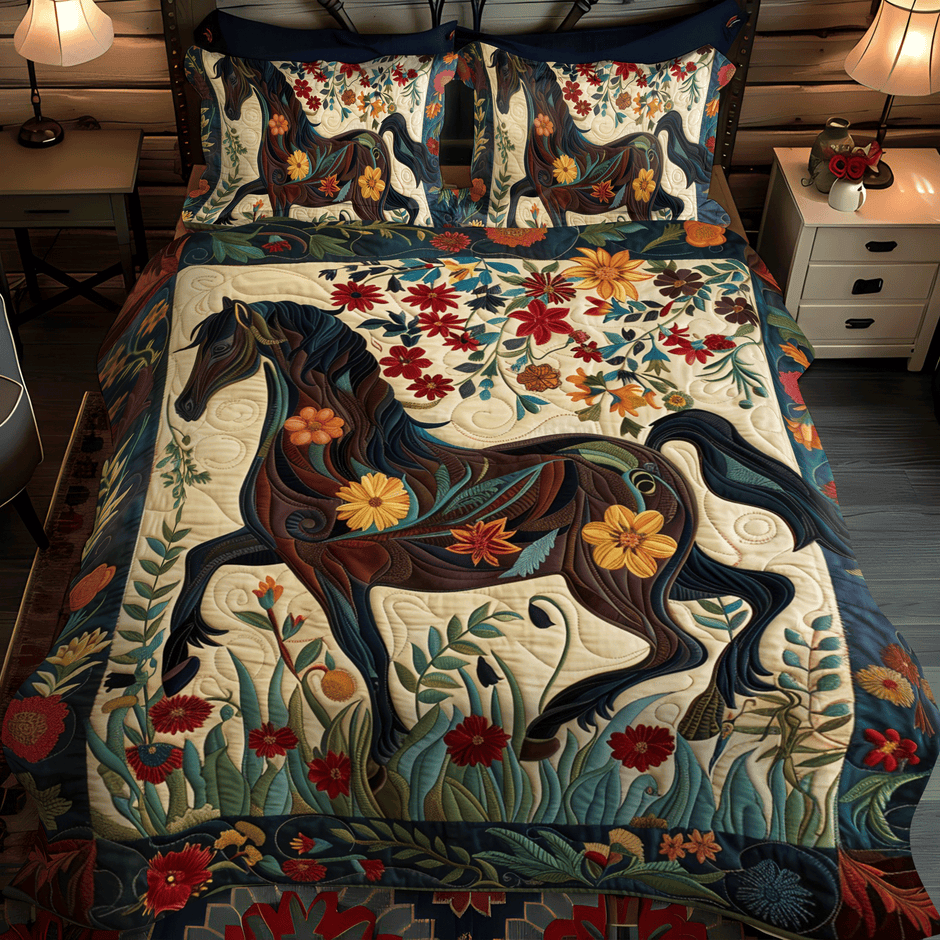 Equine Art 3-Piece Quilted Bedding Set NCU0PD167