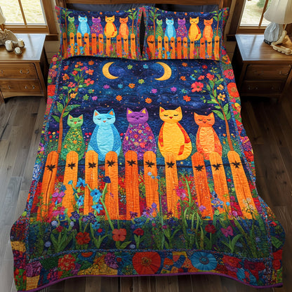 Whimsical Night Cat 3-Piece Quilted Bedding Set NCU0PD430