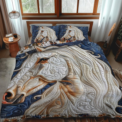 Artistic Horse-Themed 3-Piece Quilted Bedding Set NCU0PD176