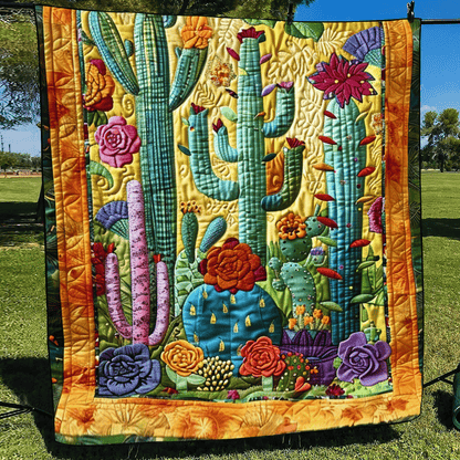 Desert Cactus Blooms Quilted Blanket NCU0PD027