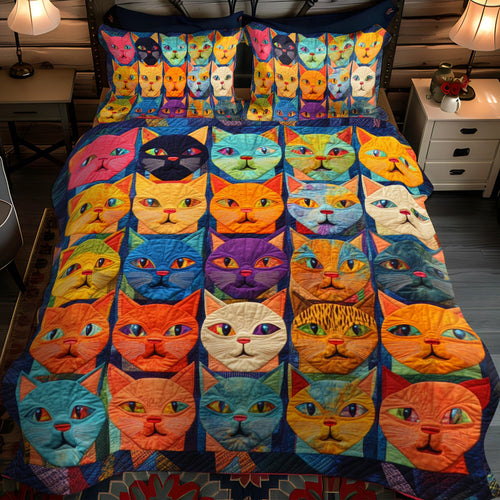 Cat Portraits  3-Piece Quilted Bedding Set NCU0PD420