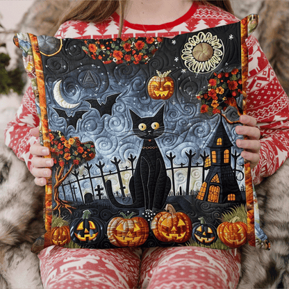 Halloween Black Cat Quilted Pillow Case NCU0PD810