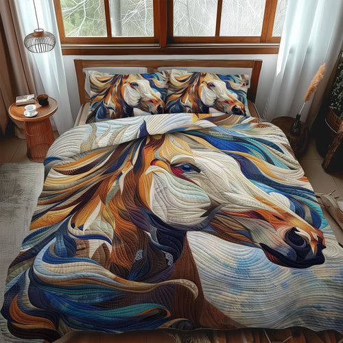 Artistic Horse 3-Piece Quilted Bedding Set NCU0PD166