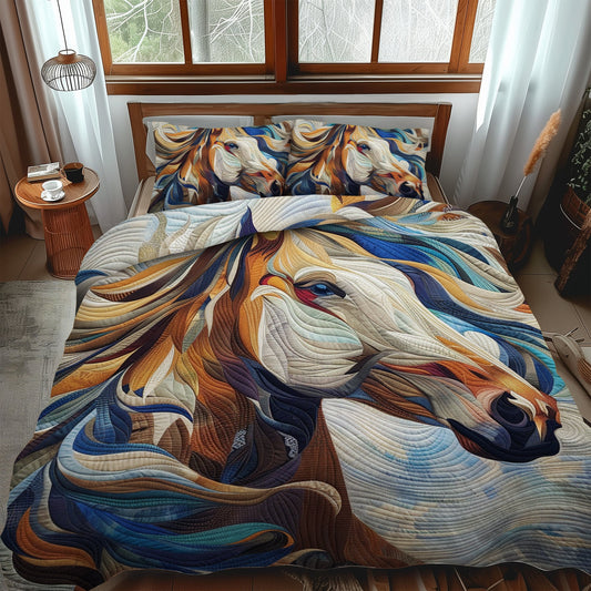 Artistic Horse 3-Piece Quilted Bedding Set NCU0PD166