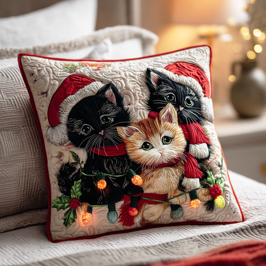 Christmas Cat Whiskers Quilted Pillow Case NCU0NTD1073