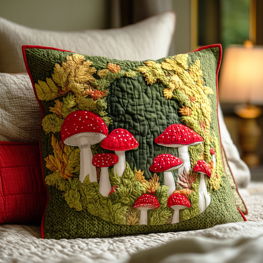 Forest Mushroom Quilted Pillow Case NCU0NTD395