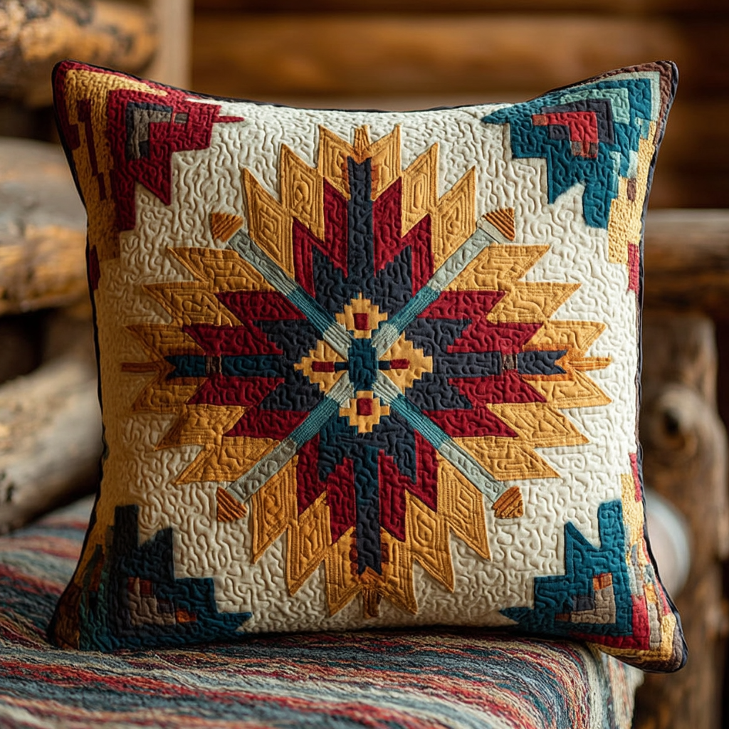 Desert Sunrise Medallion Quilted Pillow Case NCU0NXD1026