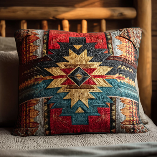 Tribal Starburst Pattern Quilted Pillow Case NCU0NXD1082