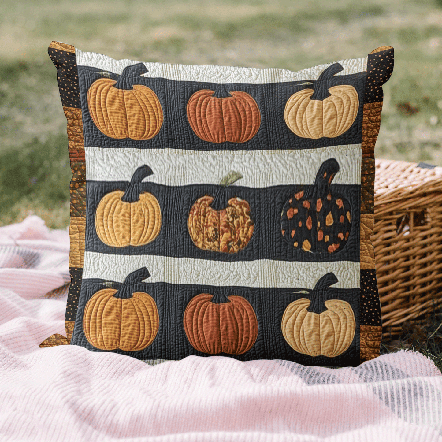 Fall Pumpkin Quilted Pillow Case NCU0TH2116