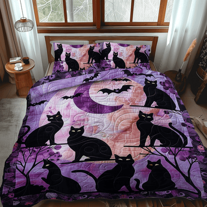 Artistic Black Cat 3-Piece Quilted Bedding Set NCU0PD320