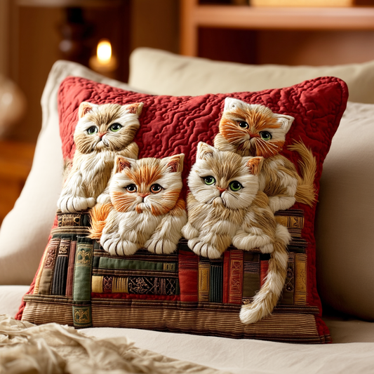 Cozy Reading Cat Quilted Pillow Case NCU0NTD848