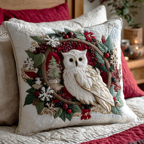 Frostlight Owl Cheer Quilted Pillow Case NCU0NTD1077