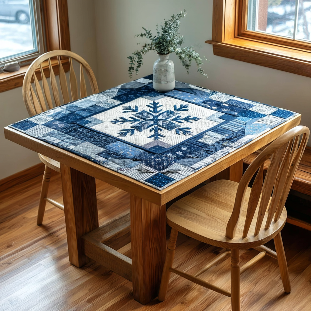 Snowflake Frosty Night Quilted Table Topper NCU0HNH750