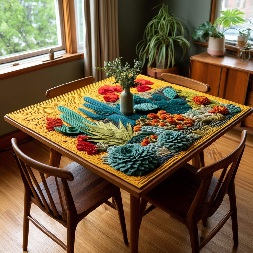 Blooming Cactus Quilted Table Topper NCU0HNH322