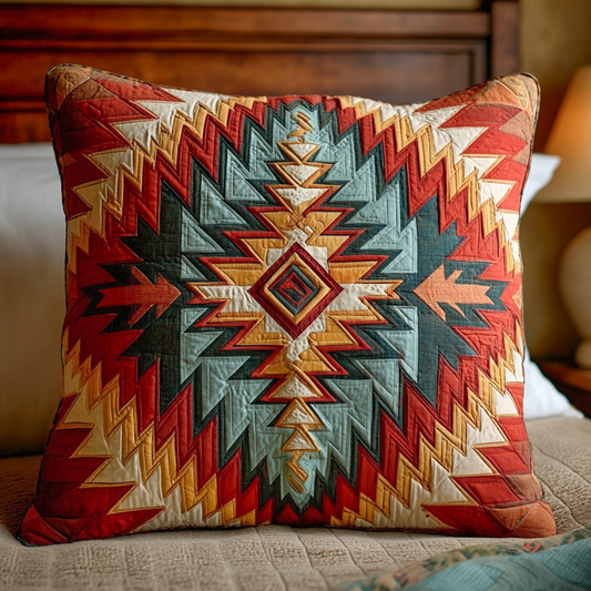 Rust Mesa Geometry Quilted Pillow Case NCU0NXD1159