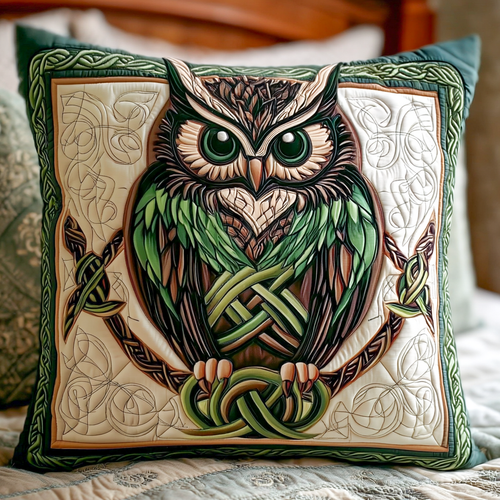 Celtic Owl Guardian Quilted Pillow Case NCU0NXD477