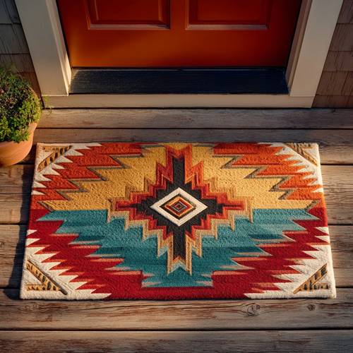 Rust Mesa Geometry Doormat NCU0NXD1159