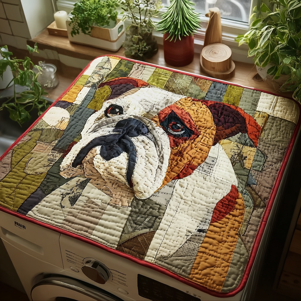 Rustic Bulldog Quilted Washer and Dryer Cover NCU0HNH020