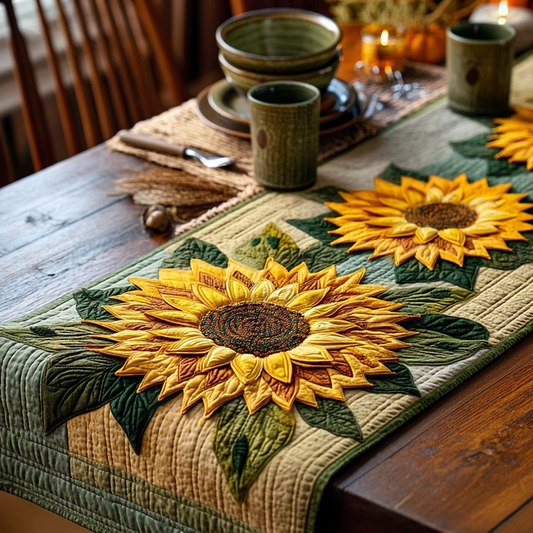 Golden Sunflower Quilted Table Runner NCU0NXD125