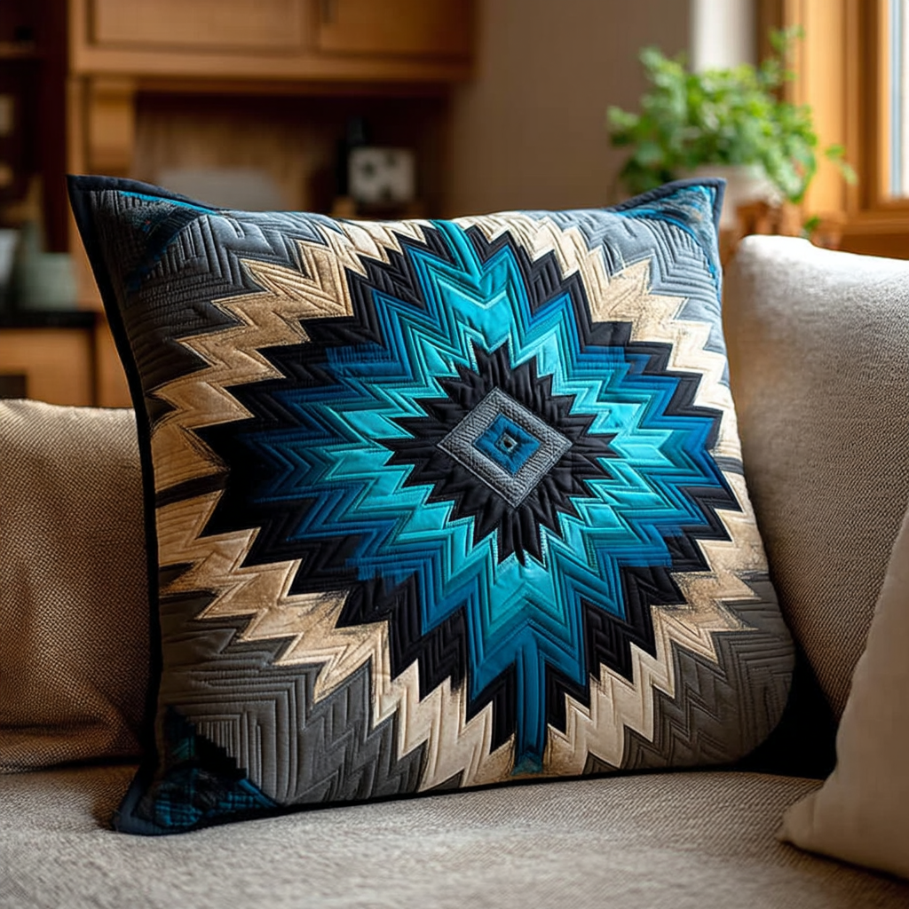 Deep Blue Crayon Quilted Pillow Case NCU0NXD1202