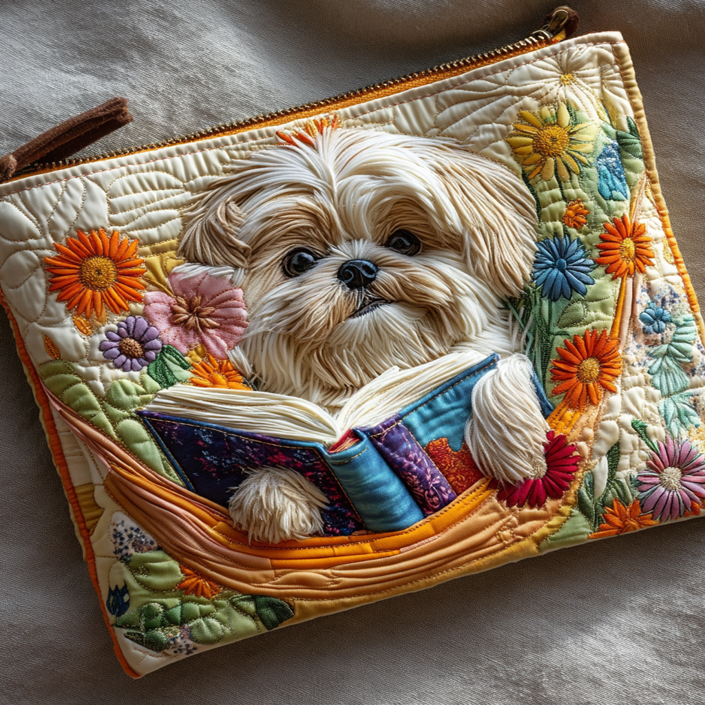 Book Shih Tzu Quilted Zipper Pouch NCU0NXD712