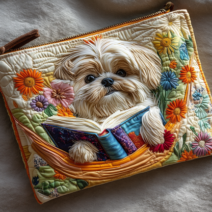 Book Shih Tzu Quilted Zipper Pouch NCU0NXD712