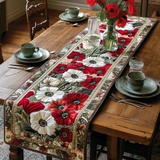 Scarlet Poppy Bloom Quilted Table Runner NCU0NXD084