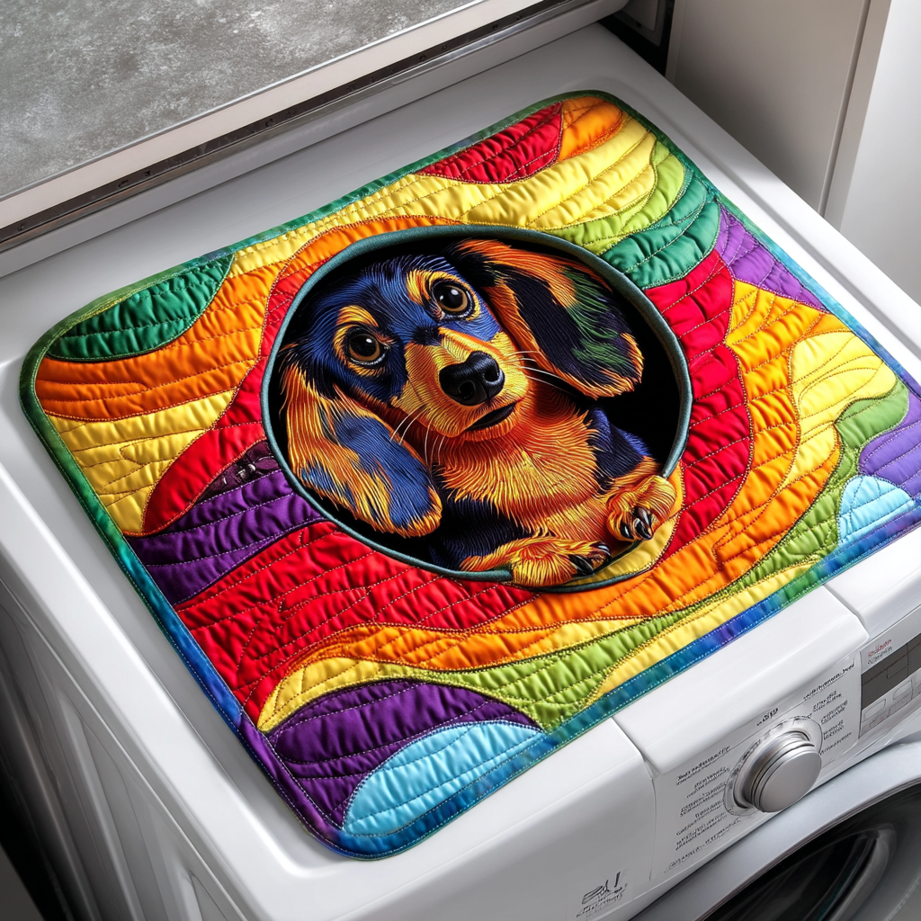 Rainbow Pup Joy Quilted Washer and Dryer Cover NCU0NXD144
